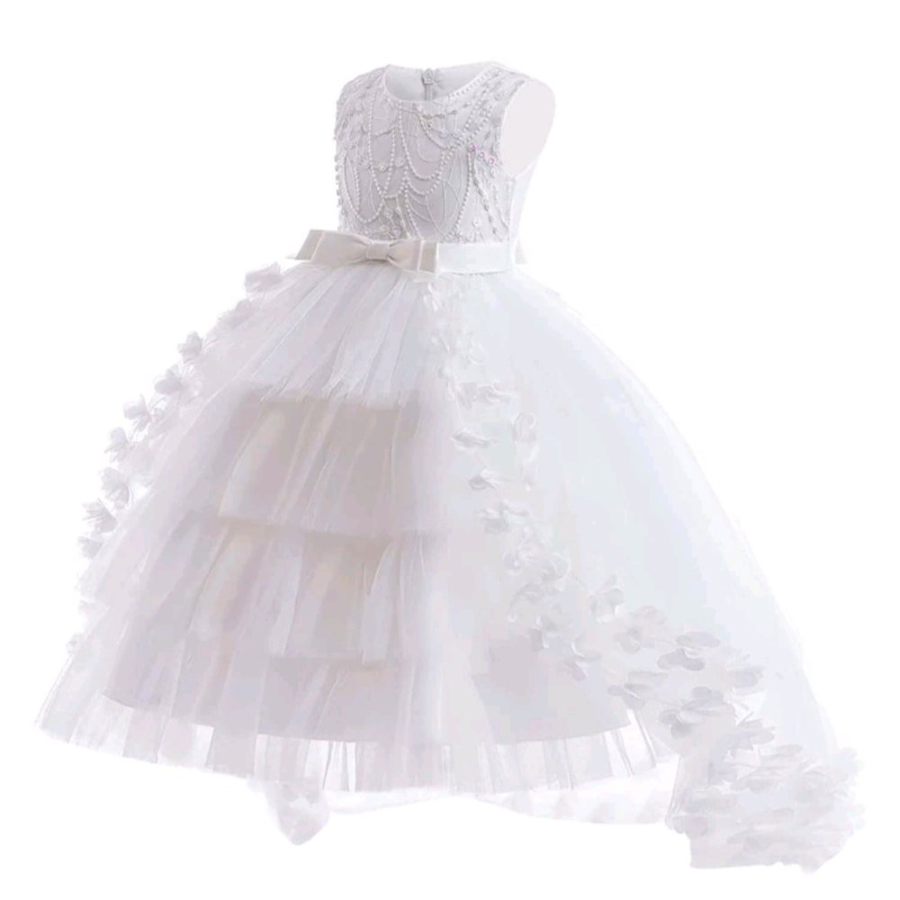 Elegant White Flower Girl Dress